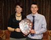 Irene Convery presents the Pat Mc Kendry Shield to Alex McMullan on behalf of Tina O Hara for Supporter of the Year