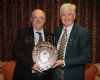 James McLean presents the Hugh O Hara Shield to Liam Mulholland for Clubperson of the Year 2012